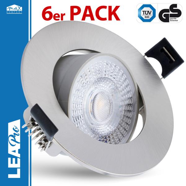 6er SET LED Einbaustrahler LEA-Pro 7W CCT Eisen gebürstet