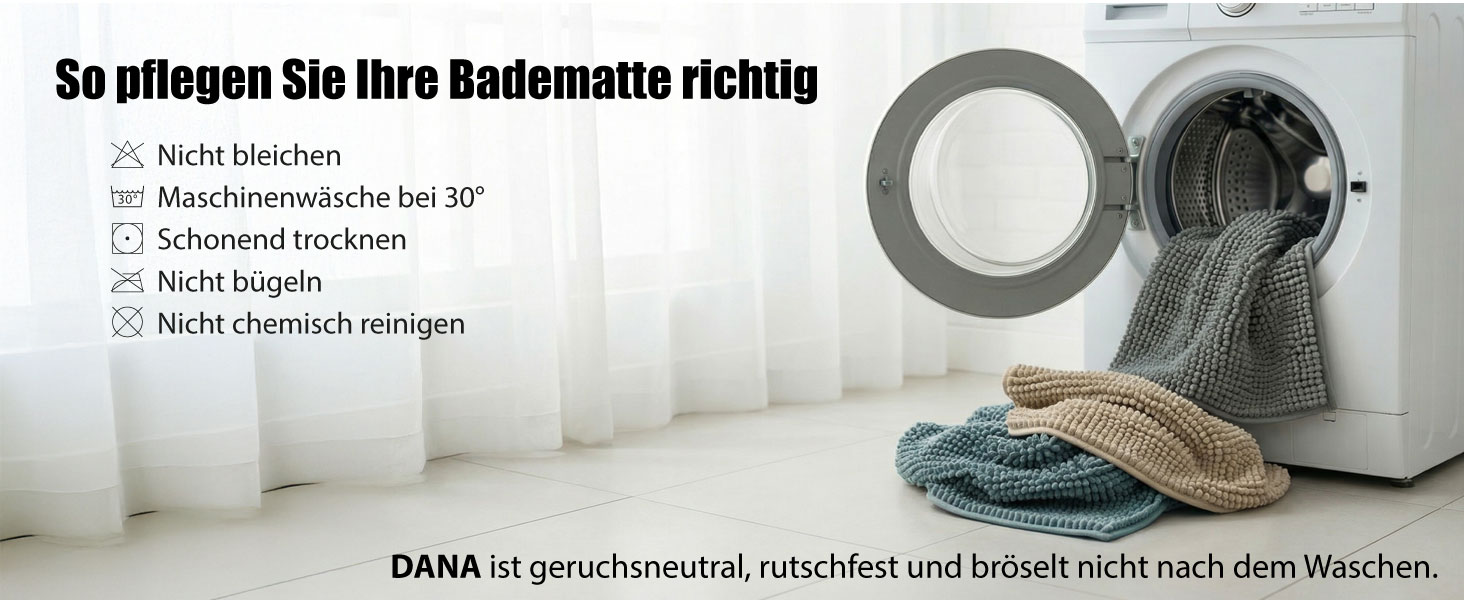 Badematte waschbar in Maschine