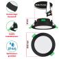 Preview: 6 x LED Einbaustrahler VENUS Schwarz 7W Dimmbar für Bad – IP44