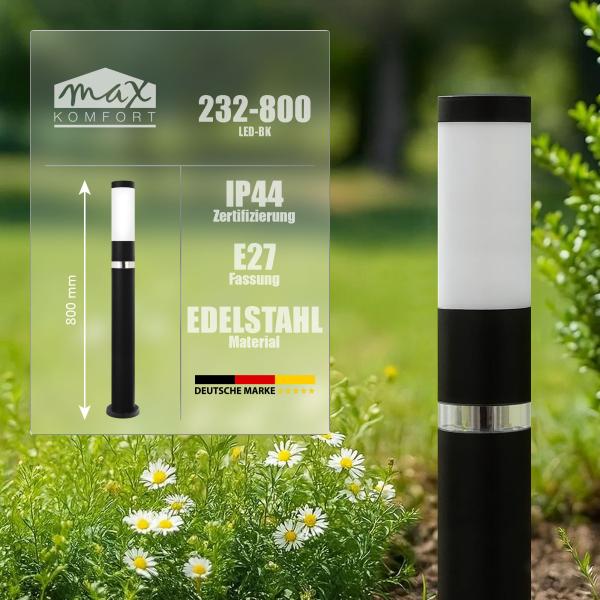 Preview: Aussenleuchte 232A2-800 schwarz mit E27 Fassung und LED Ring_2