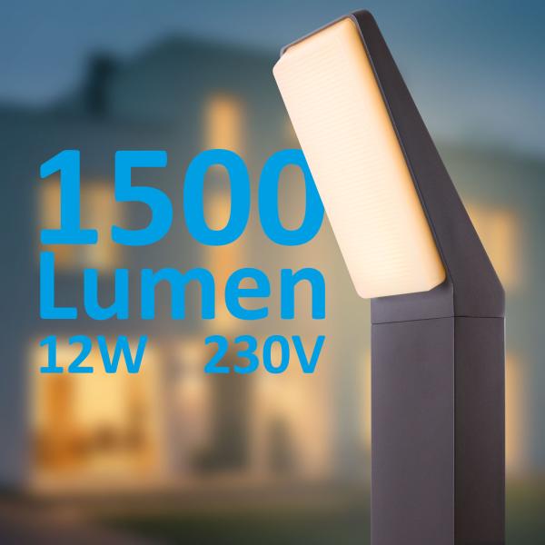 LED Außenstandleuchte EVA 2305A-750 – Moderne Weg Beleuchtung in Anthrazit mit 12W und 1500 Lumen