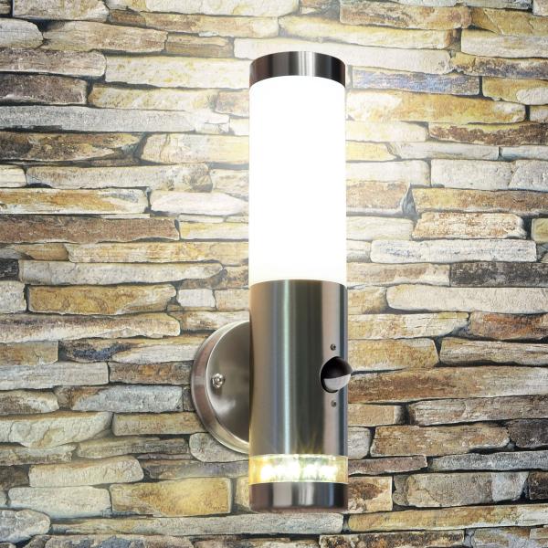 LED-Außenwandleuchte 232A21-SN aus Edelstahl mit Bewegungsmelder