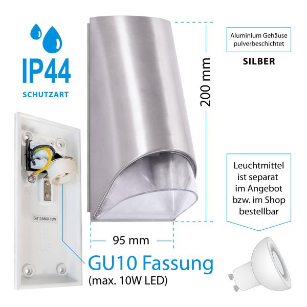 Außenwandleuchte 348A-SN, IP44 Schutz