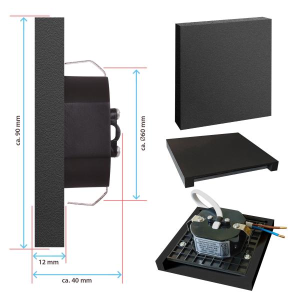 LED Treppenbeleuchtung 2W Warmweiß Eckig 6190S-BK
