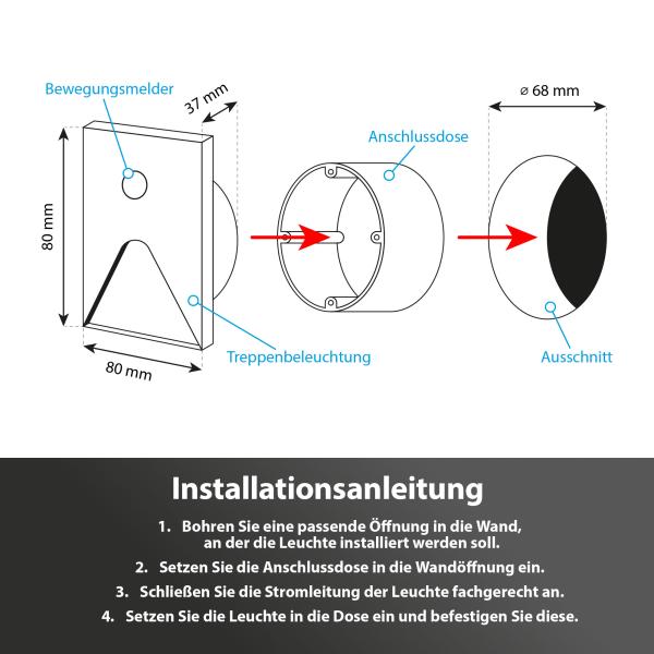 LED Treppenleuchte 6202S1-WH – 2,5W Warmweiß IP65