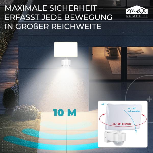 LED Fluter SUN2200 mit einem Leuchtpanel und Bewegungsmelder weiß 30 Watt IP65