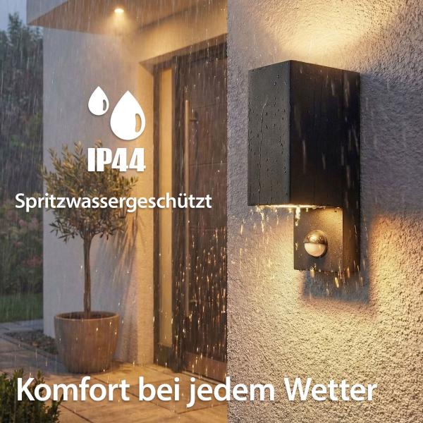 Preview: Außenwandleuchte aus Aluminium 1268E1-BK, IP44