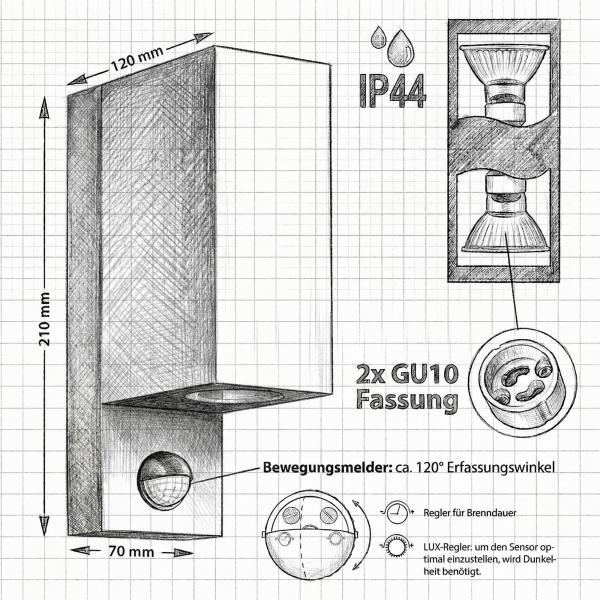 Außenwandleuchte aus Aluminium 1268E1-SN, IP44