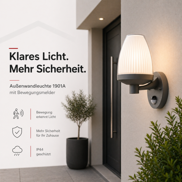 Preview: Außenwandleuchte mit Bewegungsmelder RD1901A1 Anthrazit E27