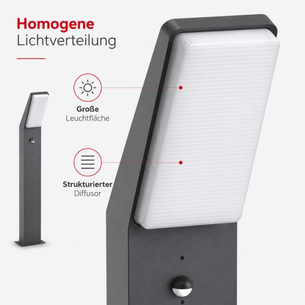 LED Außenstandleuchte EVA 2305A1-750 mit Bewegungsmelder, warmweißes Licht, anthrazit, IP65