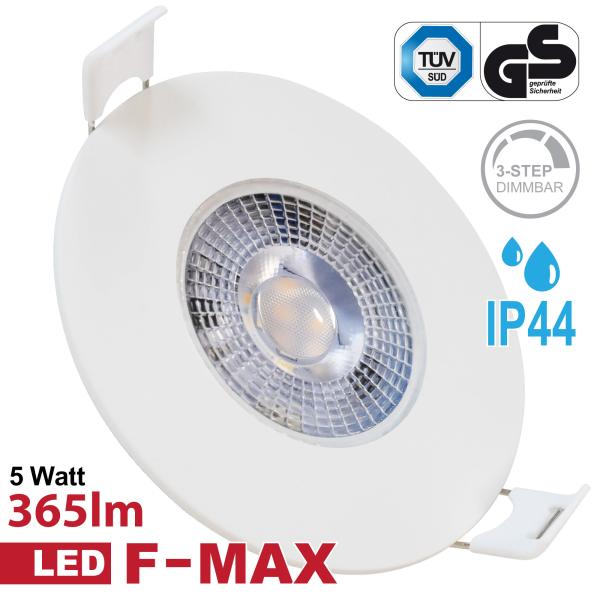 LED Einbaustrahler F-MAX 5W warmweiß 3-Step Dimmbar SL90-F Weiß