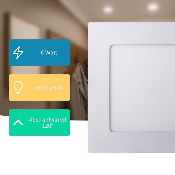 Preview: LED-Panel 2601S-WH – 6 Watt, CCT einstellbar, eckig