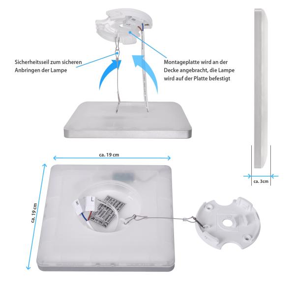 LED Deckenleuchte LUCKY eckig 18W Neutralweiß