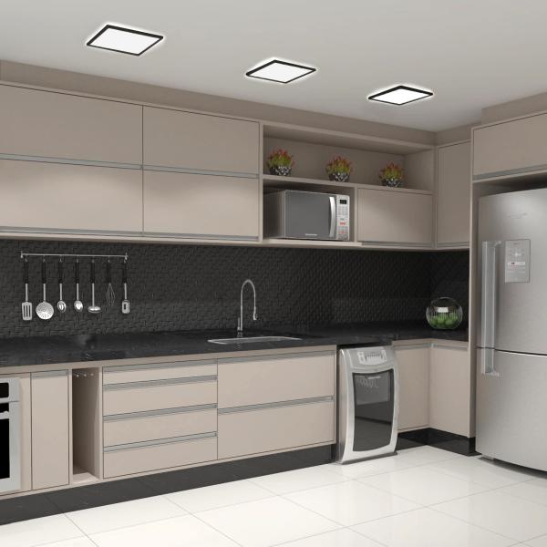 LED Deckenleuchte LUCKY eckig 18W, Neutralweiß in Schwarz
