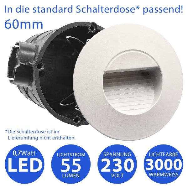 LED Treppenbeleuchtung 1101S-WH  0,7W  IP54 rund