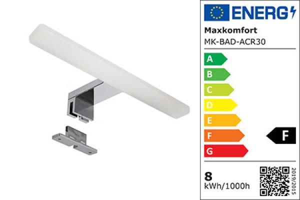 LED Acryl Spiegelleuchte BAD-ACR30 Chrom, 8W