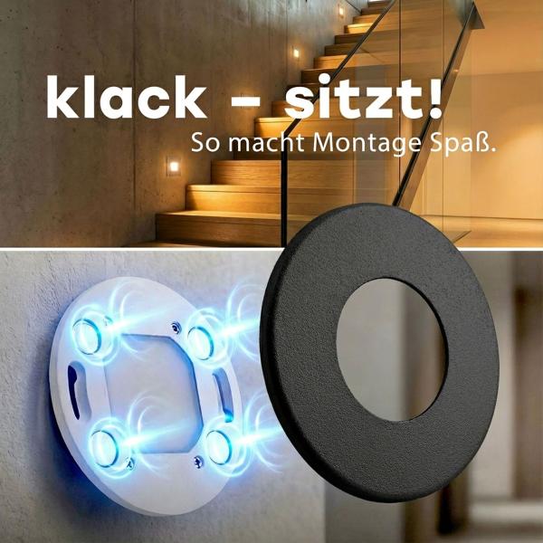 LED Treppenleuchte 230V warmweiß 2,2W mit Bewegungsmelder, eckig / rund – 6103S1 / MOD-61R1