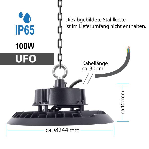 LED Hallenbeleuchtung UFO -100W – IP65, 13250lm, Neutralweiß