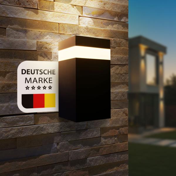 LED Außen-Wandleuchte 1618J – 9W – 680 Lumen – Warmweiß, Neutralweiß, Kaltweiß einstellbar – IP44 – Schwarz