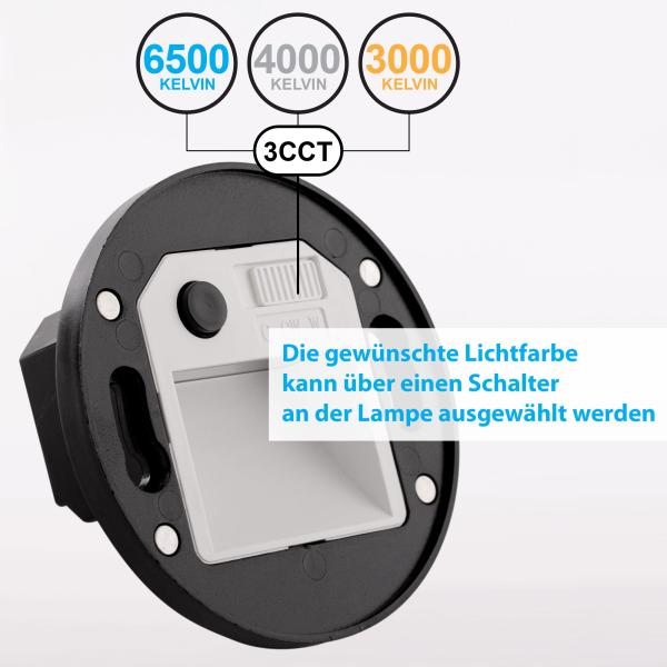 Preview: MAXKOMFORT LED Treppenlicht MOD5R– 3-CCT, Magnet-Blenden in Weiß oder Alu Gebürstet, Rund, 230V, 1,6W