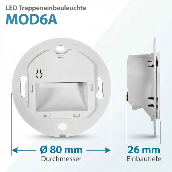 LED Treppenleuchte MOD-6A+Cover rund (Trapez) 1,5W – Lichtfarbe einstellbar – Weiß / Schwarz / Alu / Titanium Gold
