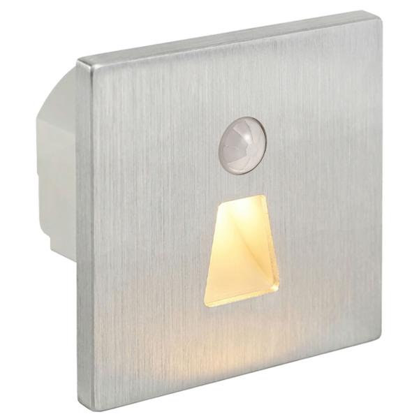 LED Treppenleuchte mit Sensor MOD-6A1+Cover eckig (Trapez) 1,5W – Lichtfarbe einstellbar – Weiß / Schwarz / Alu / Titanium Gold