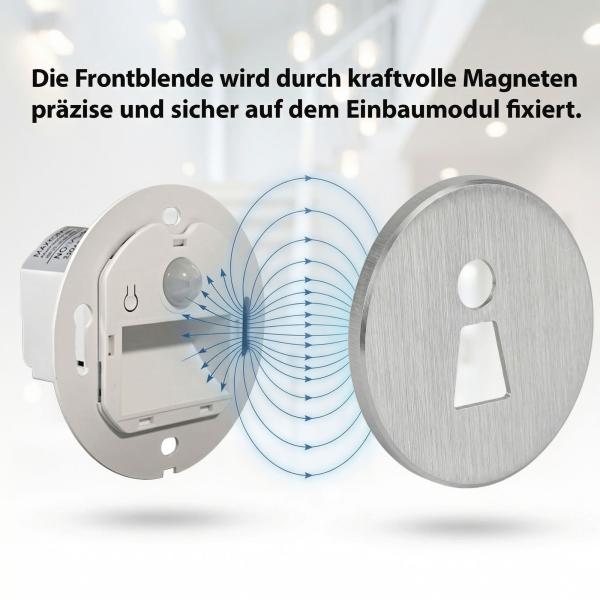 LED Treppenleuchte mit Sensor MOD-6A1+Cover eckig (Oval) 1,5W – Lichtfarbe einstellbar – Weiß / Schwarz / Alu / Titanium Gold