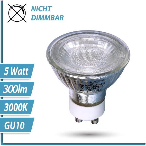 LED Spot-Lampe Glas 5 Watt warmweiß GU10 230V