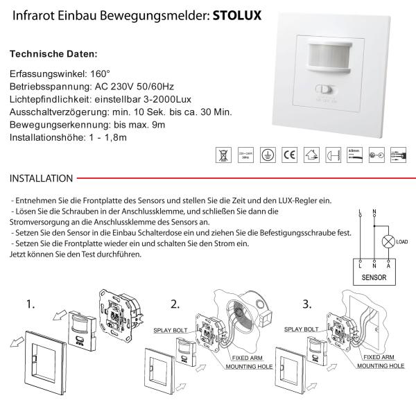 Infrarot Bewegungsmelder für Innen Weiß STOLUX