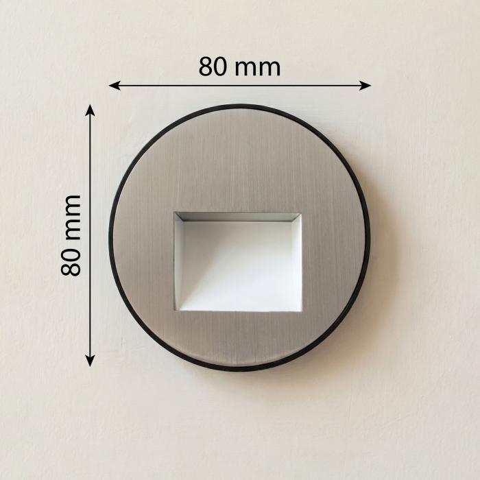 MAXKOMFORT LED Treppenlicht MOD5R– 3-CCT, Magnet-Blenden in Weiß oder Alu Gebürstet, Rund, 230V, 1,6W