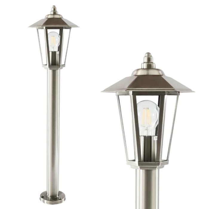 Außenstandleuchte Edelstahl 601-800: 80 cm Höhe, IP44, E27 Fassung