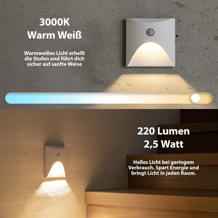 LED Treppenleuchte 6202S1-WH – 2,5W Warmweiß IP65