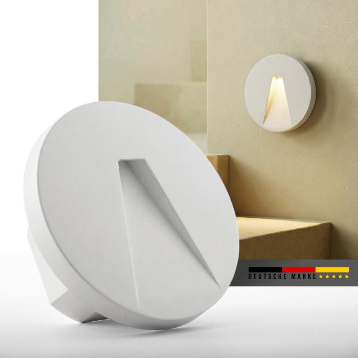 LED Treppenbeleuchtung 6203R-WH – rund, weiß, Neutralweiß, passend für Ø 68 mm Dosen