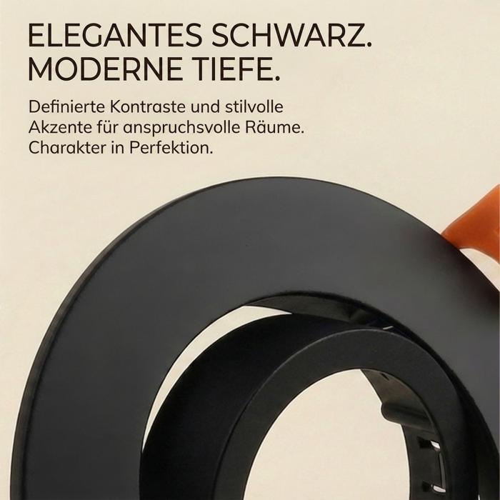 10er Pack Einbaustrahler 5203-BK – Kunststoff Schwarz, schwenkbar, inkl. GU10 Fassung