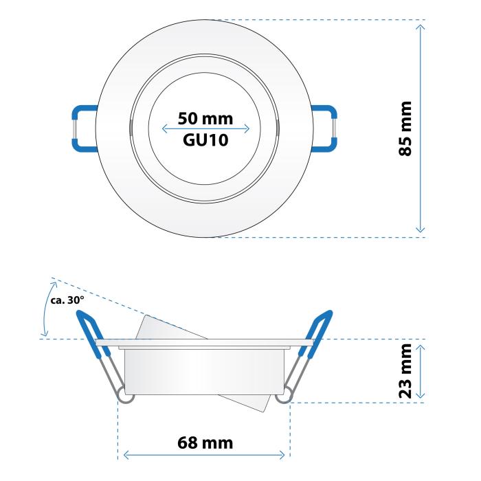 LED Einbaustrahler HMZ-5103-WH, Rund, Weiß, GU10, IP20
