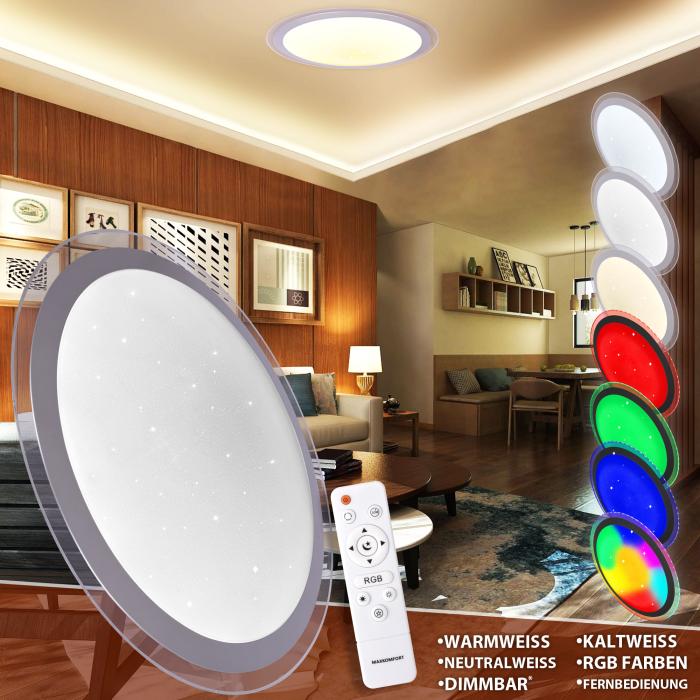 und mit Deckenlampe GALA-Ci Fernbedienung Farbwechsel - Maxkomfort 96W Sleep-Funktion dimmbar LED