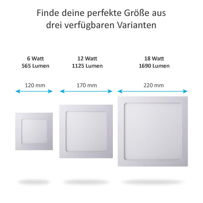 LED-Panel 2601S-WH – 18 Watt, CCT einstellbar, eckig