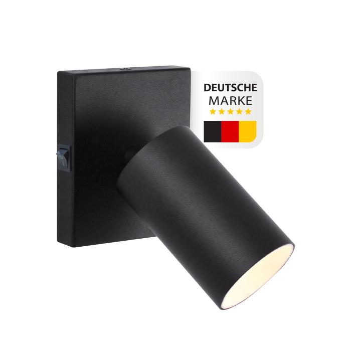 GU10 Deckenleuchte ProSpot 865-1s Schwarz – 1-flammig, mit Schalter, Aluminium, IP20