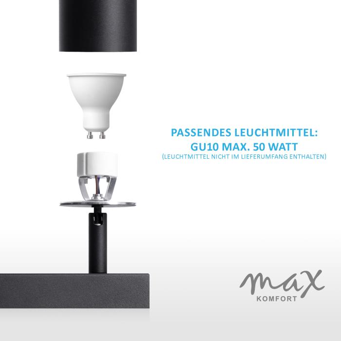 GU10 Deckenleuchte ProSpot 866-4-BK, schwarz