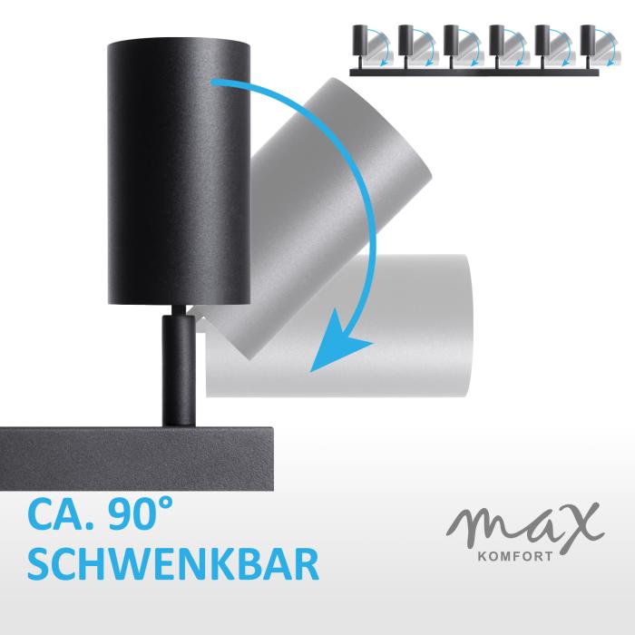 GU10 Deckenleuchte ProSpot 866-6-BK, schwarz