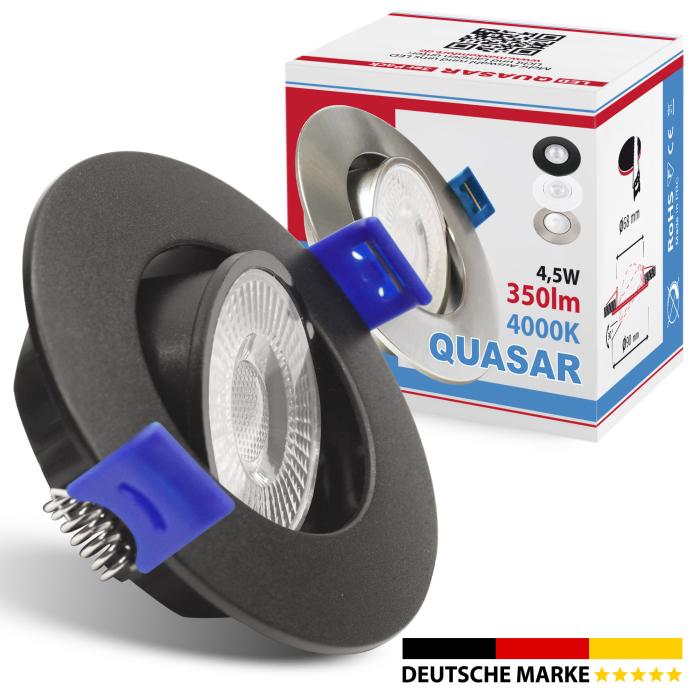 3er SET LED Einbaustrahler QUASAR 4,5W schwarz