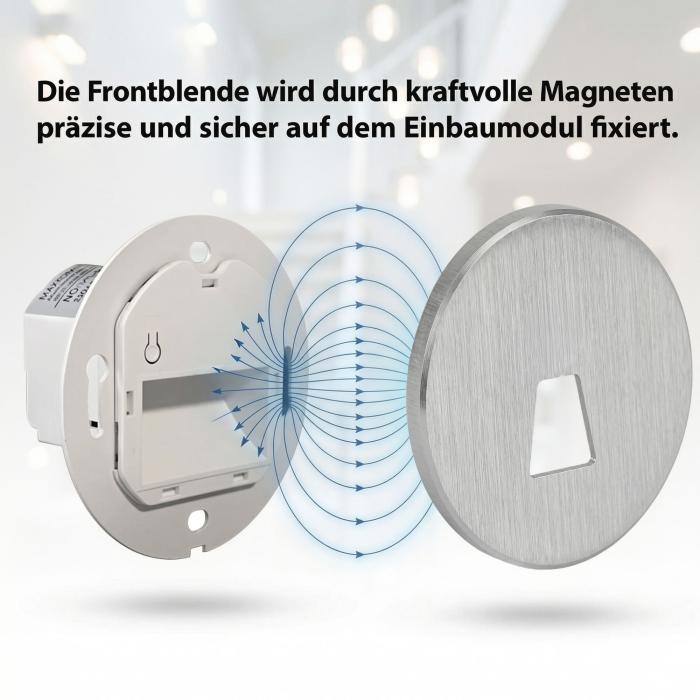 LED Treppenleuchte MOD-6A+Cover rund (Trapez) 1,5W – Lichtfarbe einstellbar – Weiß / Schwarz / Alu / Titanium Gold