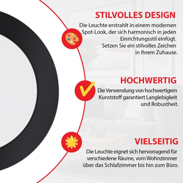 6 x LED Einbaustrahler VENUS Schwarz 7W Dimmbar für Bad – IP44
